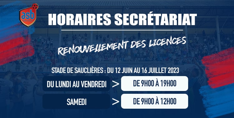 Licences : Horaires du secrétariat